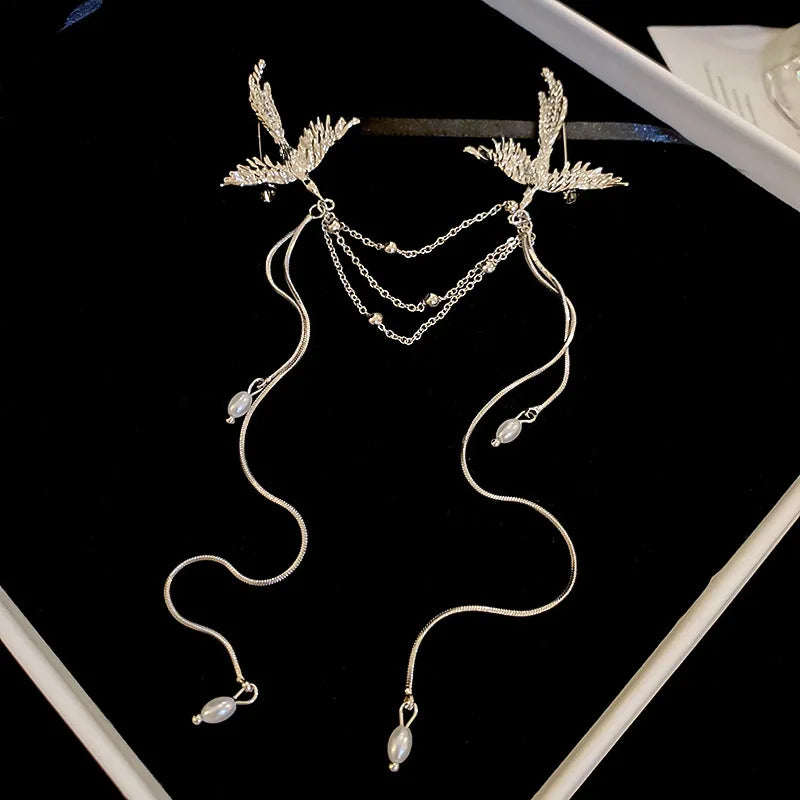 New Chinese Phoenix Pearl Fringe Brooches for Women Vintage Style