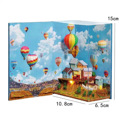 DIY Book Nook Kit Miniature Dollhouse With Light Wooden Bookshelf