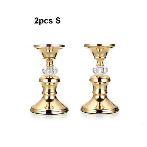 Gold Metal Pillar Candlestick Holders Vintage Pillar Candle Holders