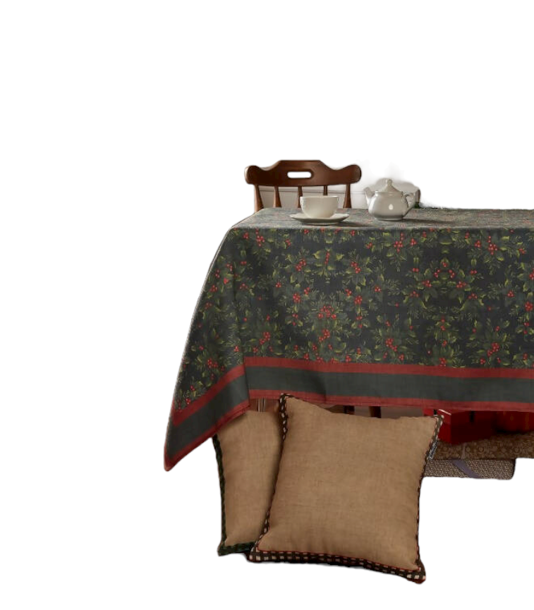 Holly Bundle and Berries Tablecloth - Holiday Decorating in
