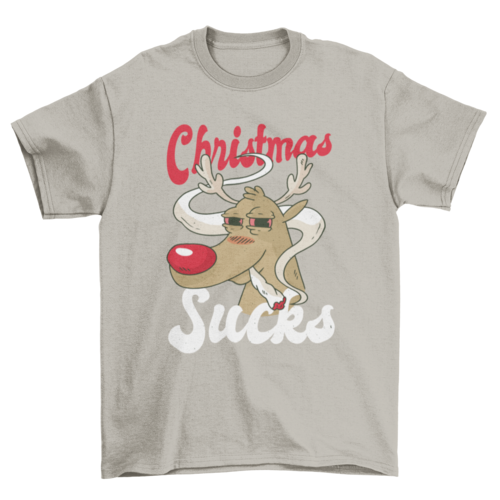 Reindeer Smoking Weed Marijuana with quote CHRISTMAS SUCKS Holiday