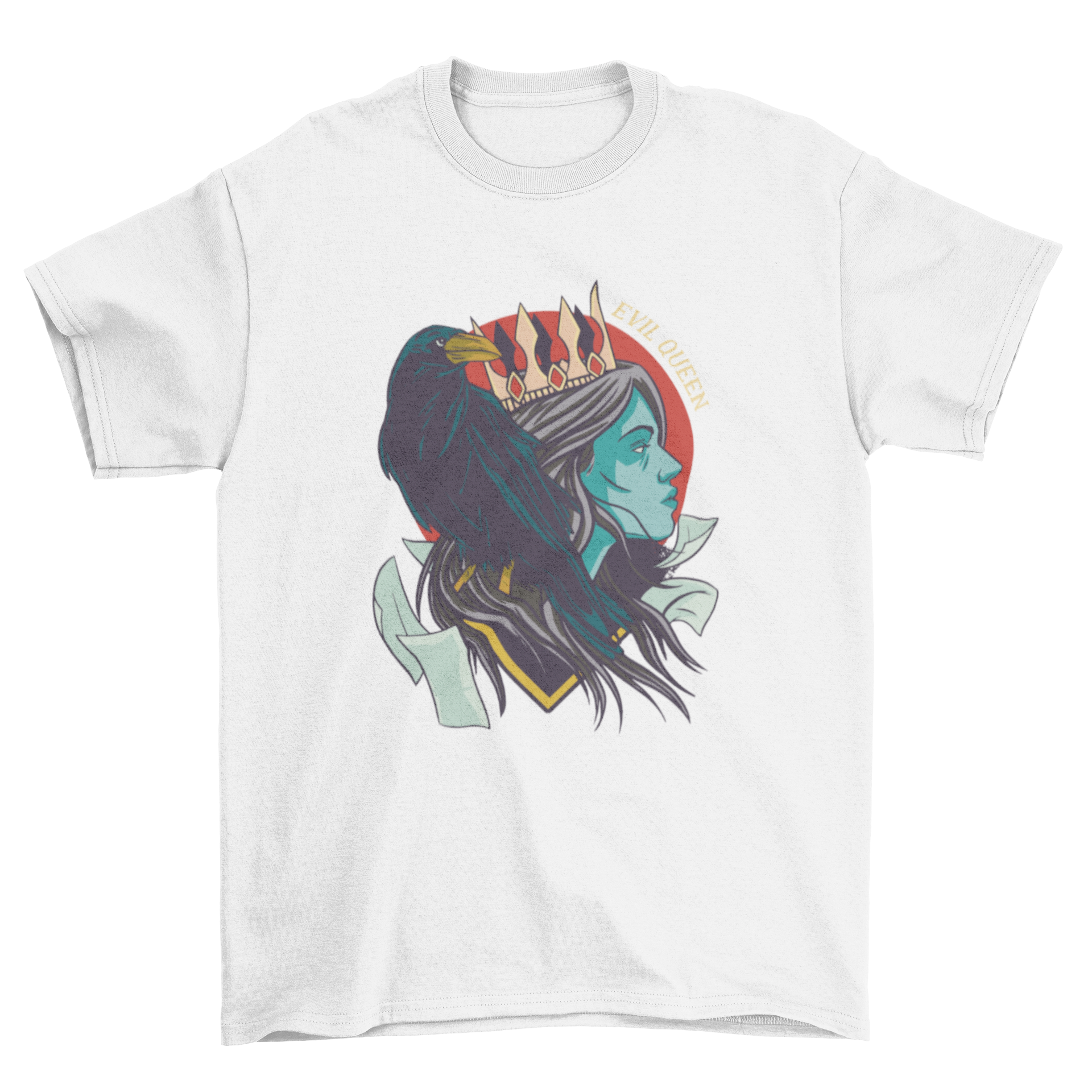 Evil queen with raven illustration t-shirt design