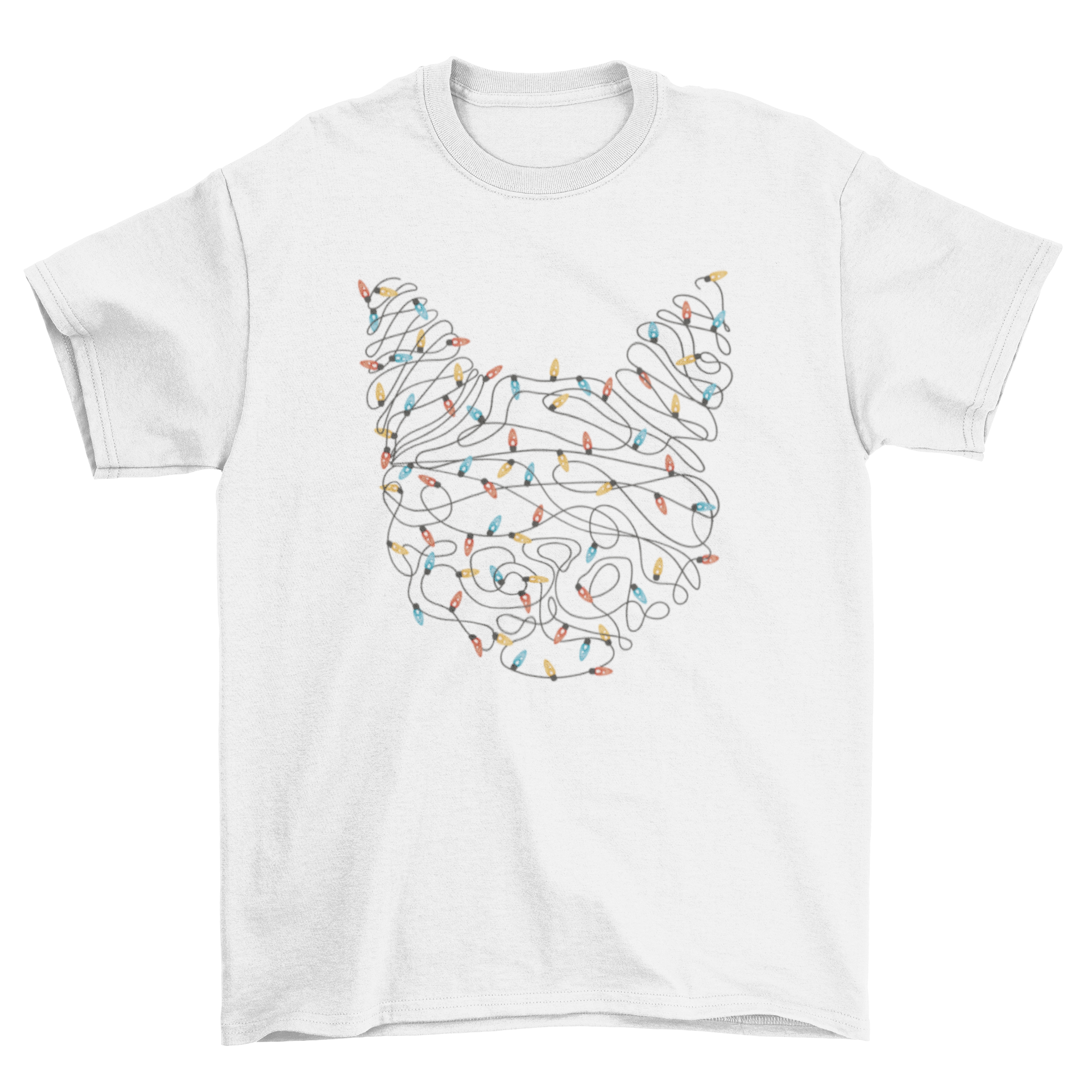 Cat Christmas lights t-shirt