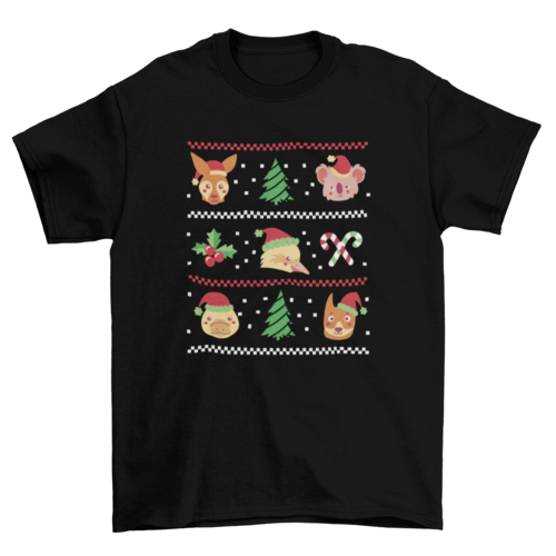 Christmas animals ugly sweater t-shirt design