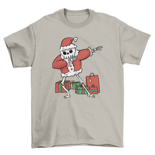 Santa Claus Skeleton dabbing with funny Christmas gifts holiday