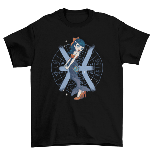 Pisces zodiac sign pin up girl t-shirt