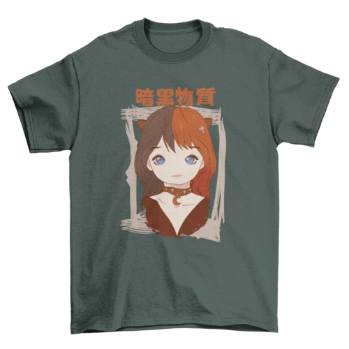 Cute goth girl anime t-shirt design
