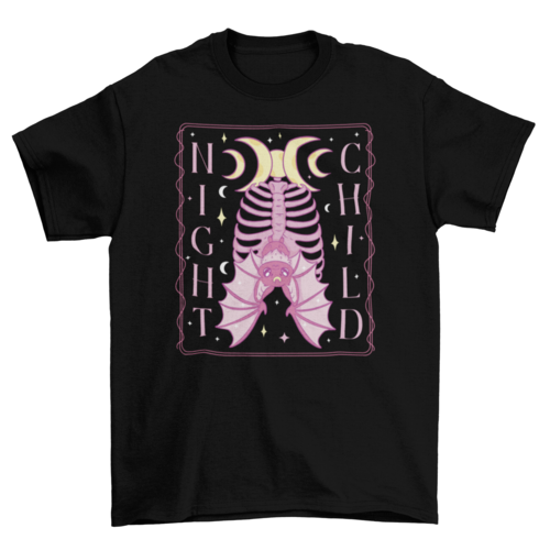 Night child bat witch t-shirt