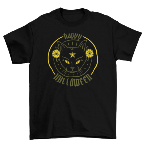 Satanic Halloween witch cat t-shirt design