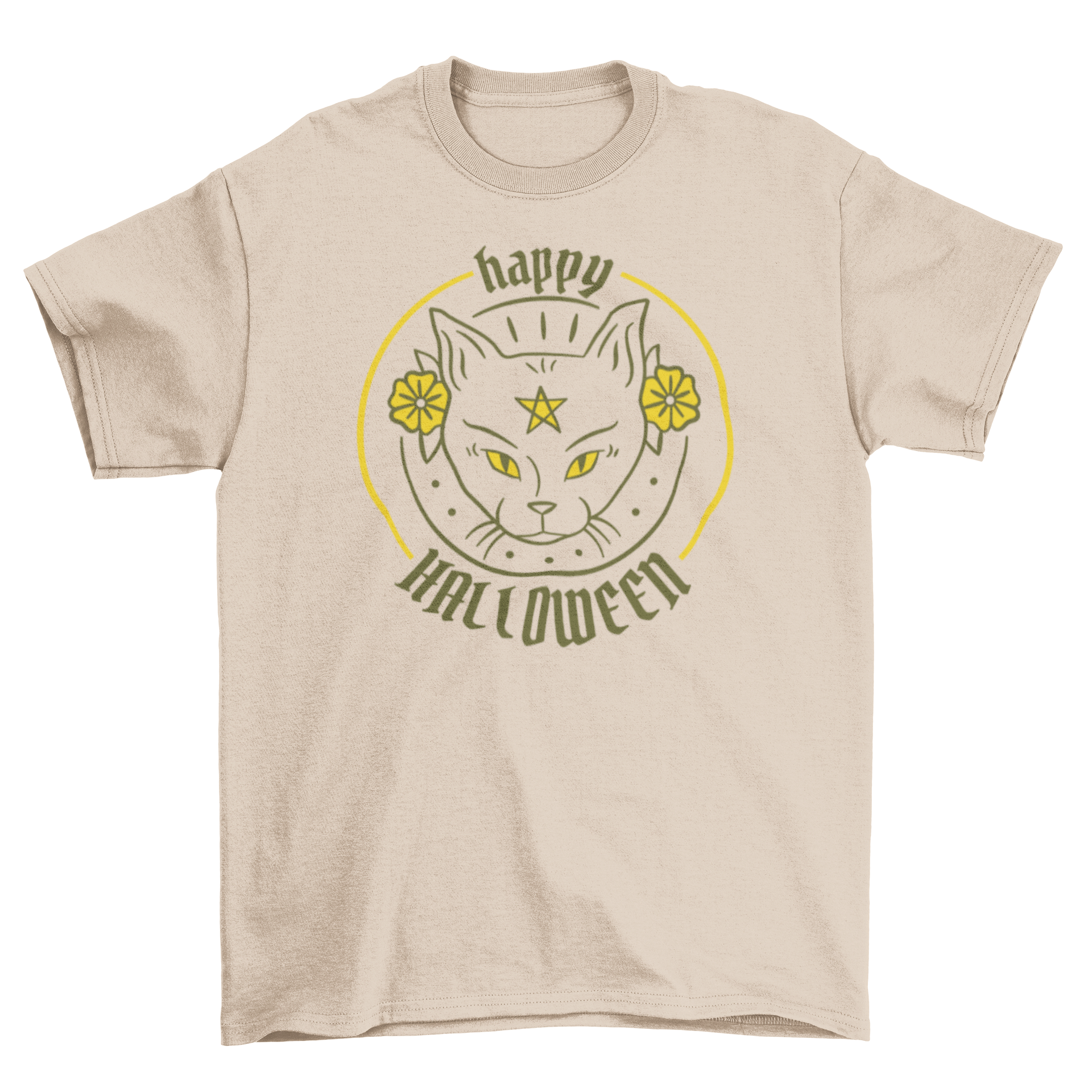 Satanic Halloween witch cat t-shirt design