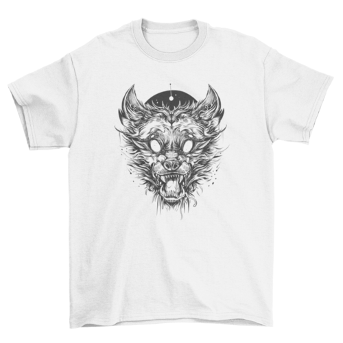 White eyes wolf creature t-shirt