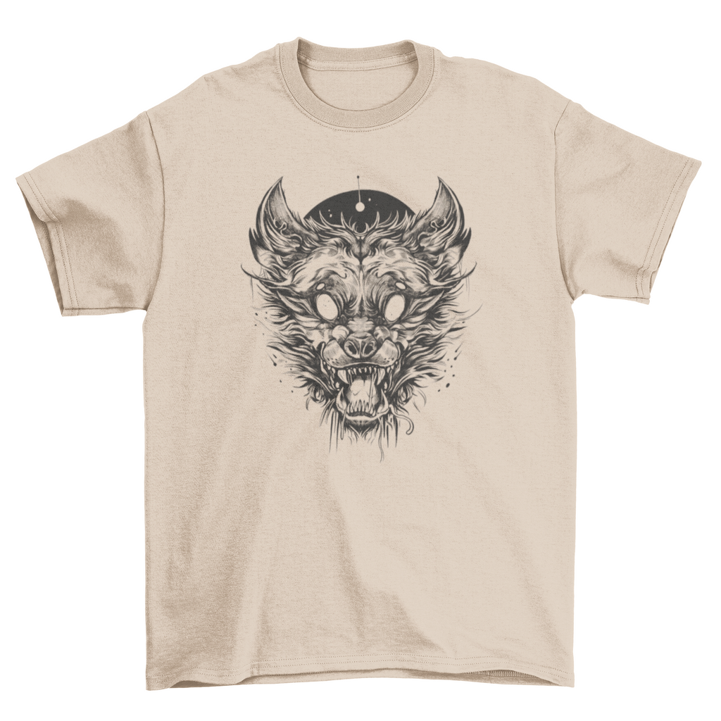 White eyes wolf creature t-shirt