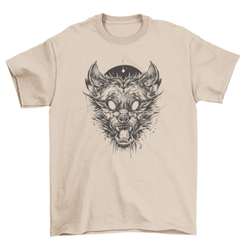 White eyes wolf creature t-shirt