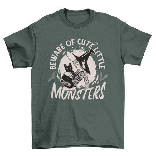Black cat modern witch t-shirt