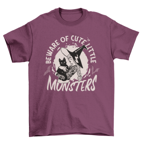 Black cat modern witch t-shirt