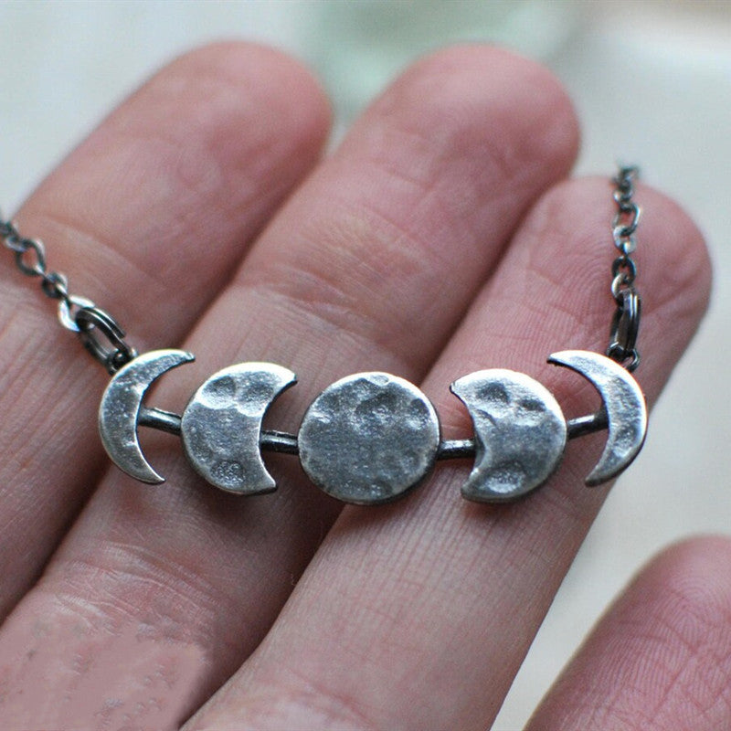 Vintage Waxing Celestial Moon Phase Choker Necklace Boho Gothic Witch