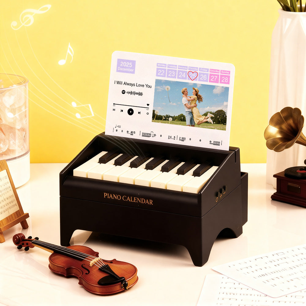 Custom Photo & Date Personalized Playable Piano Bluetooth Speaker – Birthday & Christmas Gift for Piano Lovers