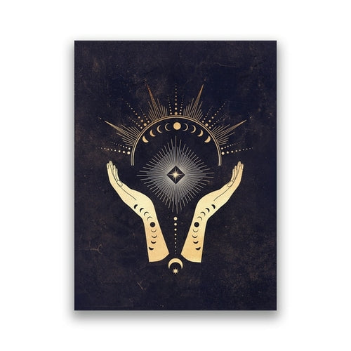 Witchy Wall Decoration Canvas Painting Sun And Moon Celestial Posters