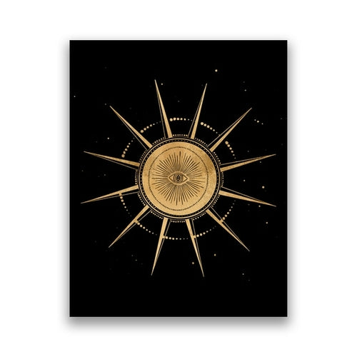 Witchy Wall Decoration Canvas Painting Sun And Moon Celestial Posters