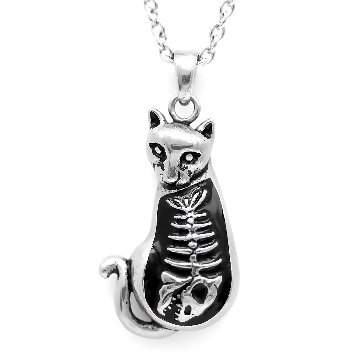 Cat Necklace Full Tummy Kitty Fish Bone