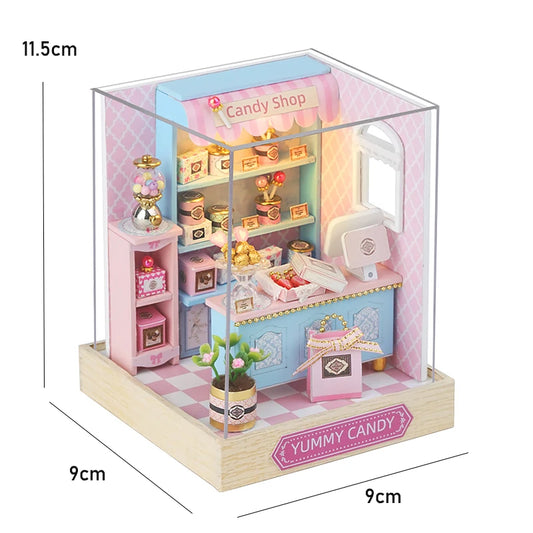 Wooden Doll House 3D Puzzle Assembly Building Model Kit Production Small Room Toys Home Bedroom Decoration With Furniture Light