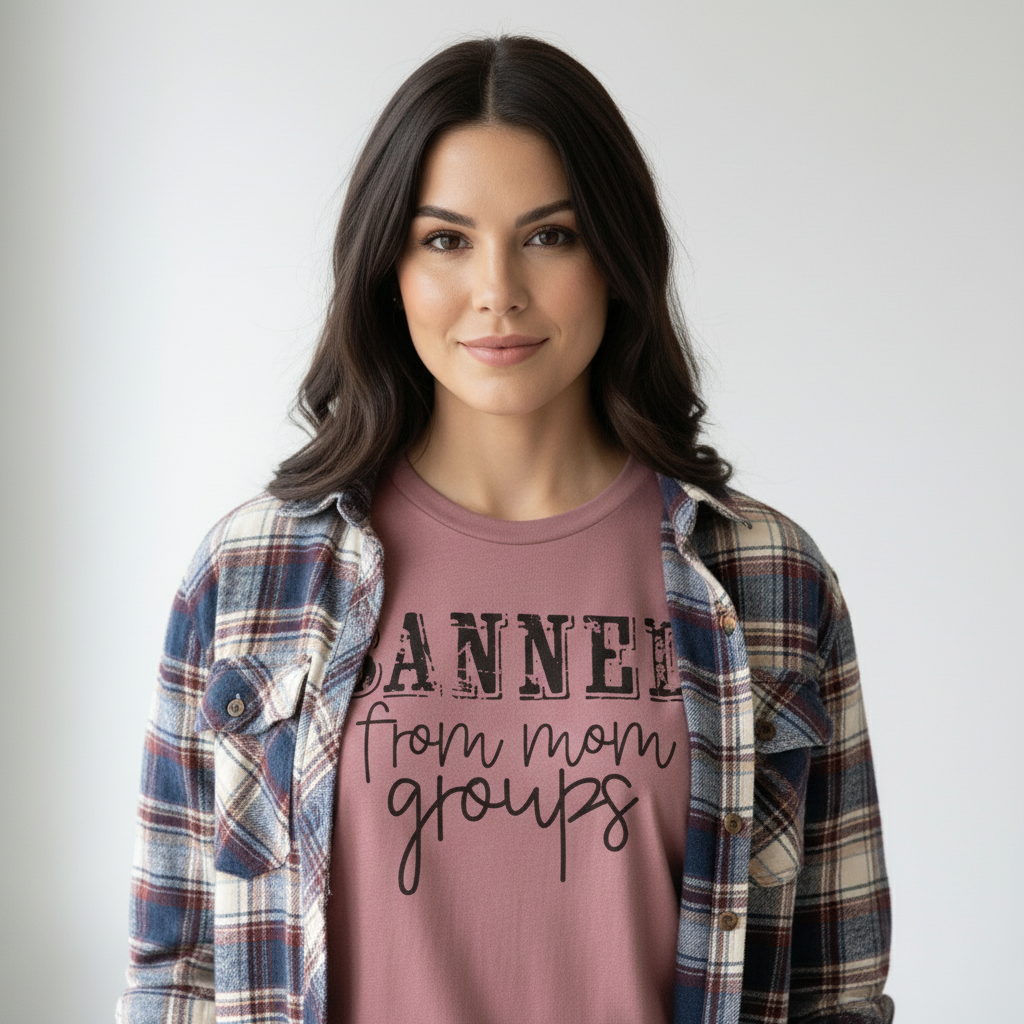 Banned From Mom Groups Tee 100 Percent Ring Spun Cotton Digital Print For Mystic Gothic Moms
