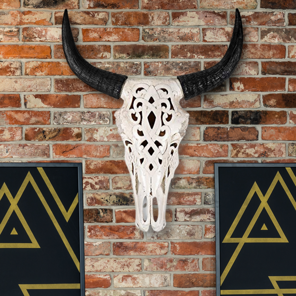 Carved Faux Steer Skull, 19"