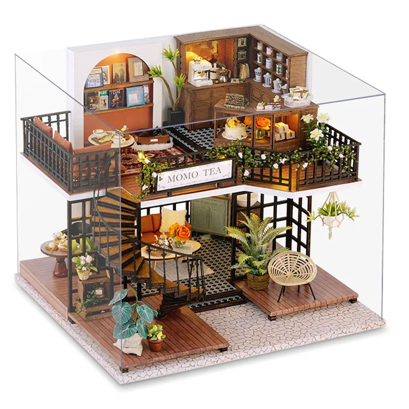 Wooden Doll House 3D Puzzle Assembly Building Model Kit Production Small Room Toys Home Bedroom Decoration With Furniture Light