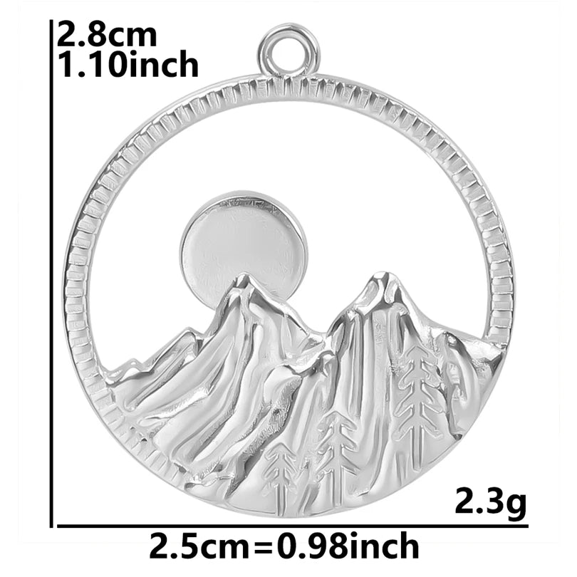 5pcs/Lot Sun Charm Round Blank Settings Stainless Steel Charms For Jewelry Making Supplies Breloques Diy Stone Crystal Oil Drip