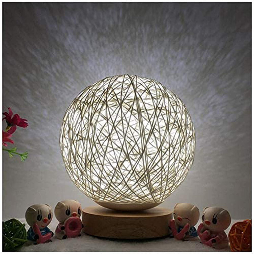 Wood Decorative Bedside Moon Lamp USB Charger Wood Table Lamp