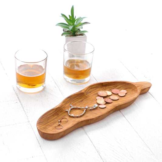 Handmade Olive Wood Leaf-Shaped Dish