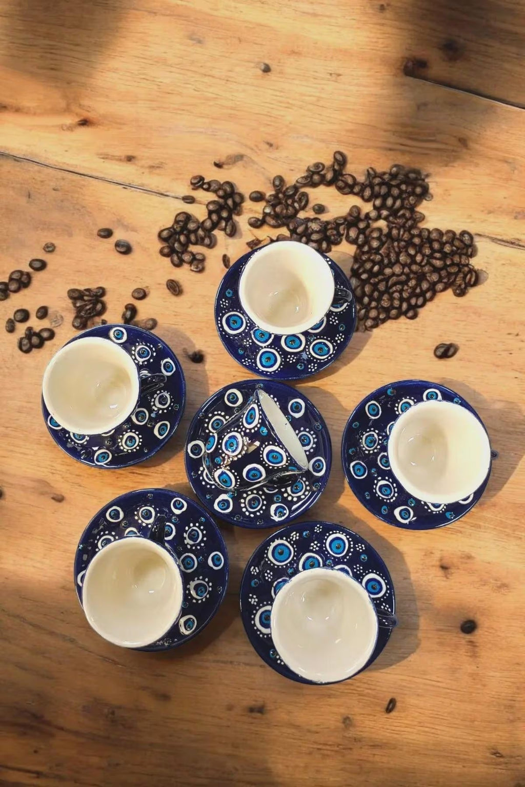 Handmade Evil Eye Coffee Cup Set for Turkish Coffee Rituals