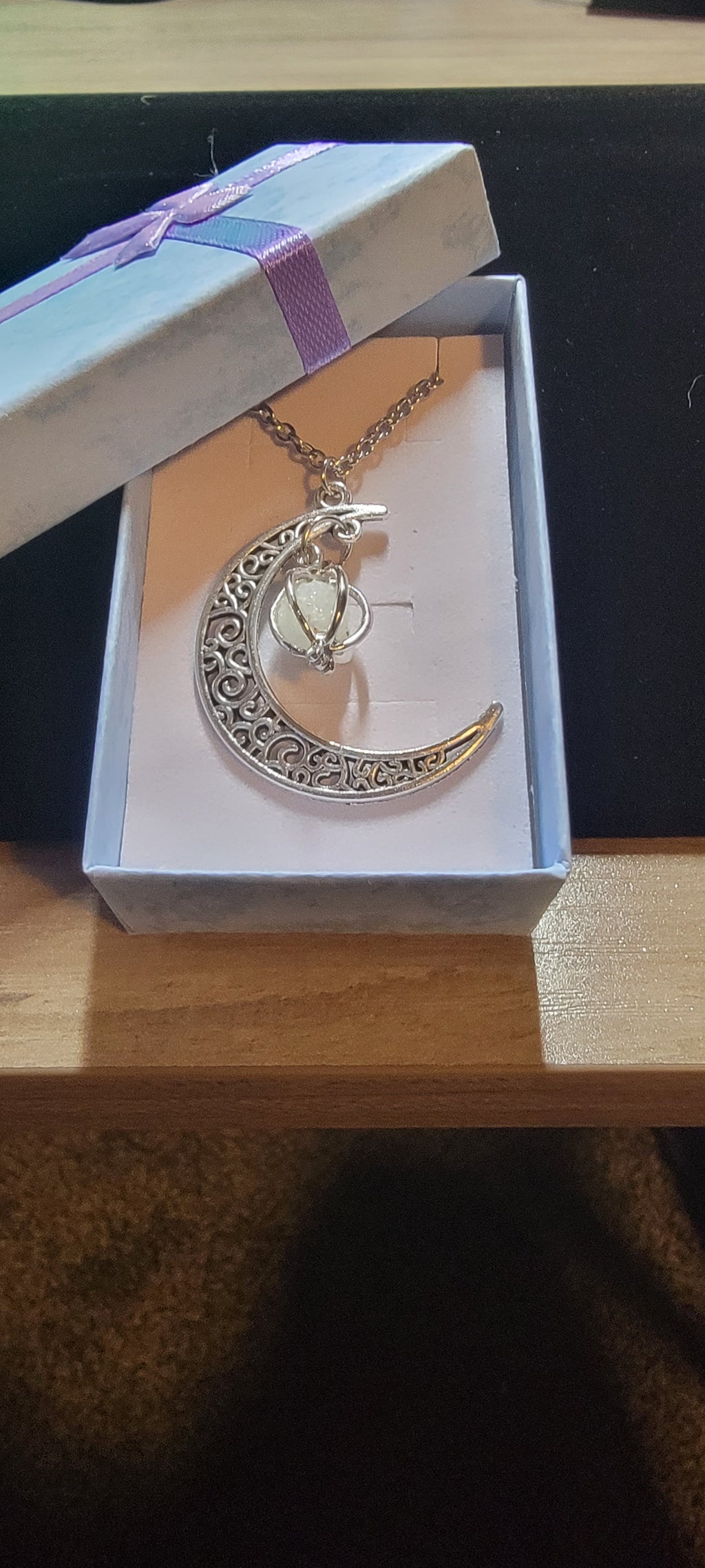 Glowing Moonstone Goddess Necklace w/Gift Box