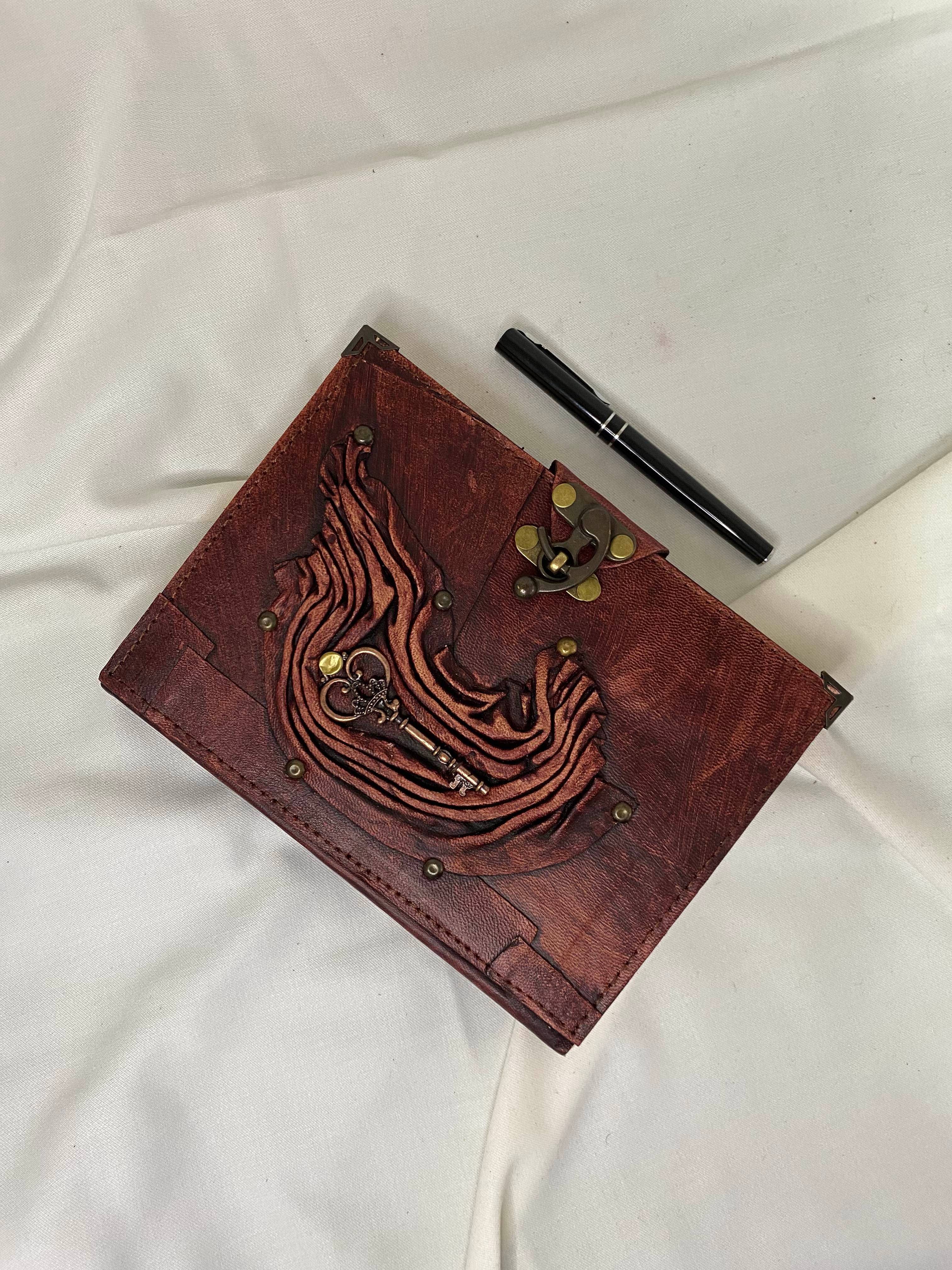 Key Design Brick Color Craft Leather Journal Diary Notebook