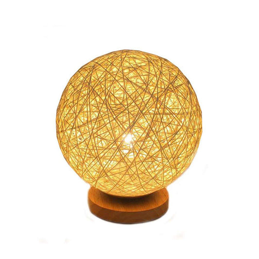 Wood Decorative Bedside Moon Lamp USB Charger Wood Table Lamp