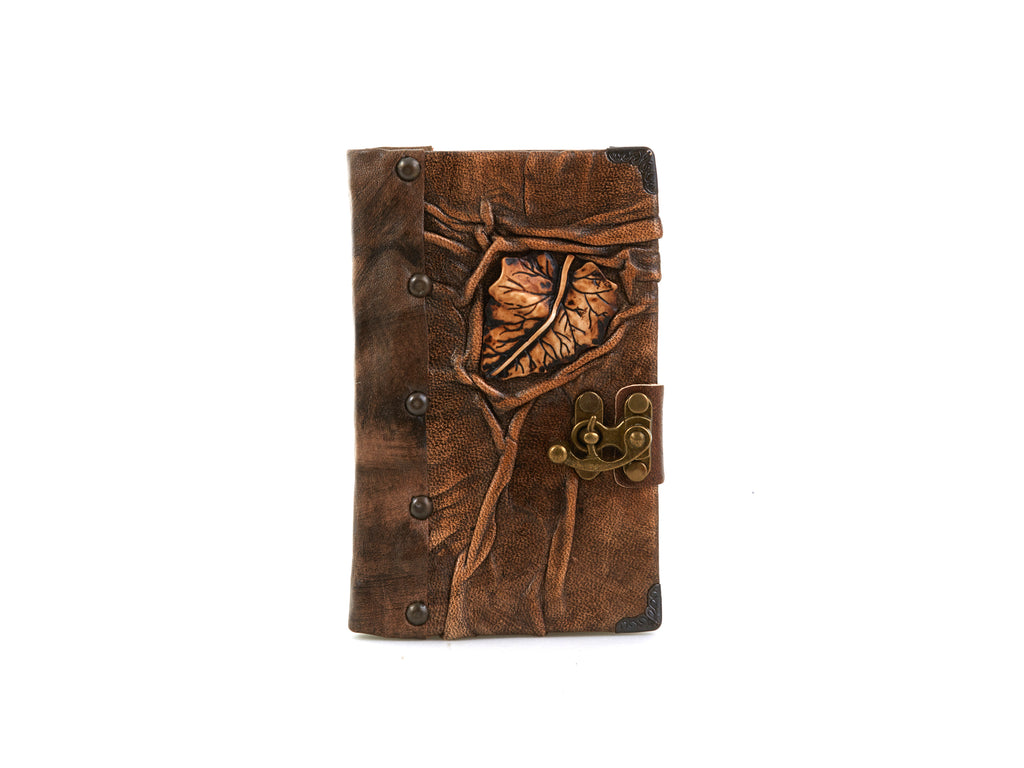 Leaf Design Genuine Craft Leather Journal Diary Notebook