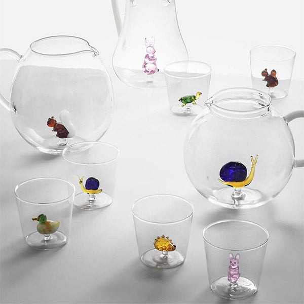 Animal Shaped Water Cup Set Gothic Heat Resistant Glass Seven Collectible Cups Italian Imported Cute Mugs For Kids