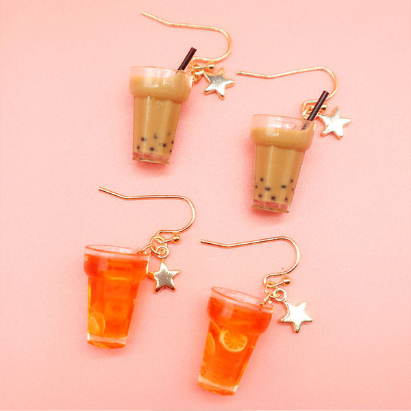Milk Tea Shape Earrings Lightweight Jewelry for Bubble Tea Lovers Unique Gothic Charm