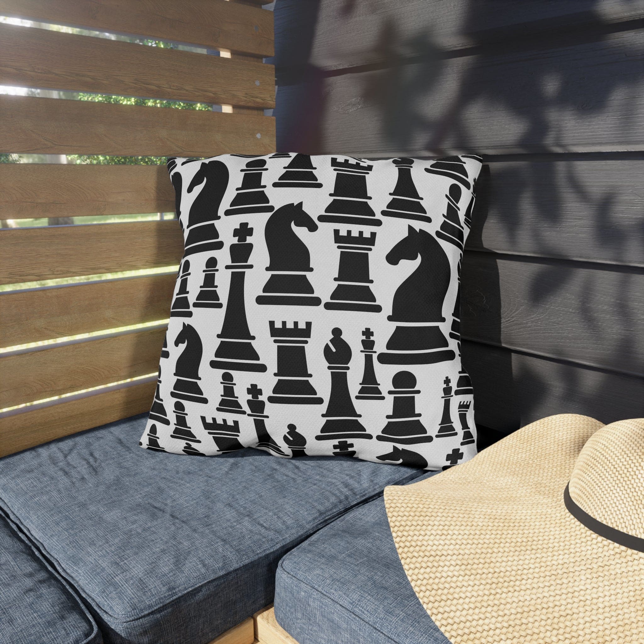 Indoor Outdoor Pillow Mystic Gothic With Black And White Chess Pattern For Creative Outdoor Decor Enthusiasts