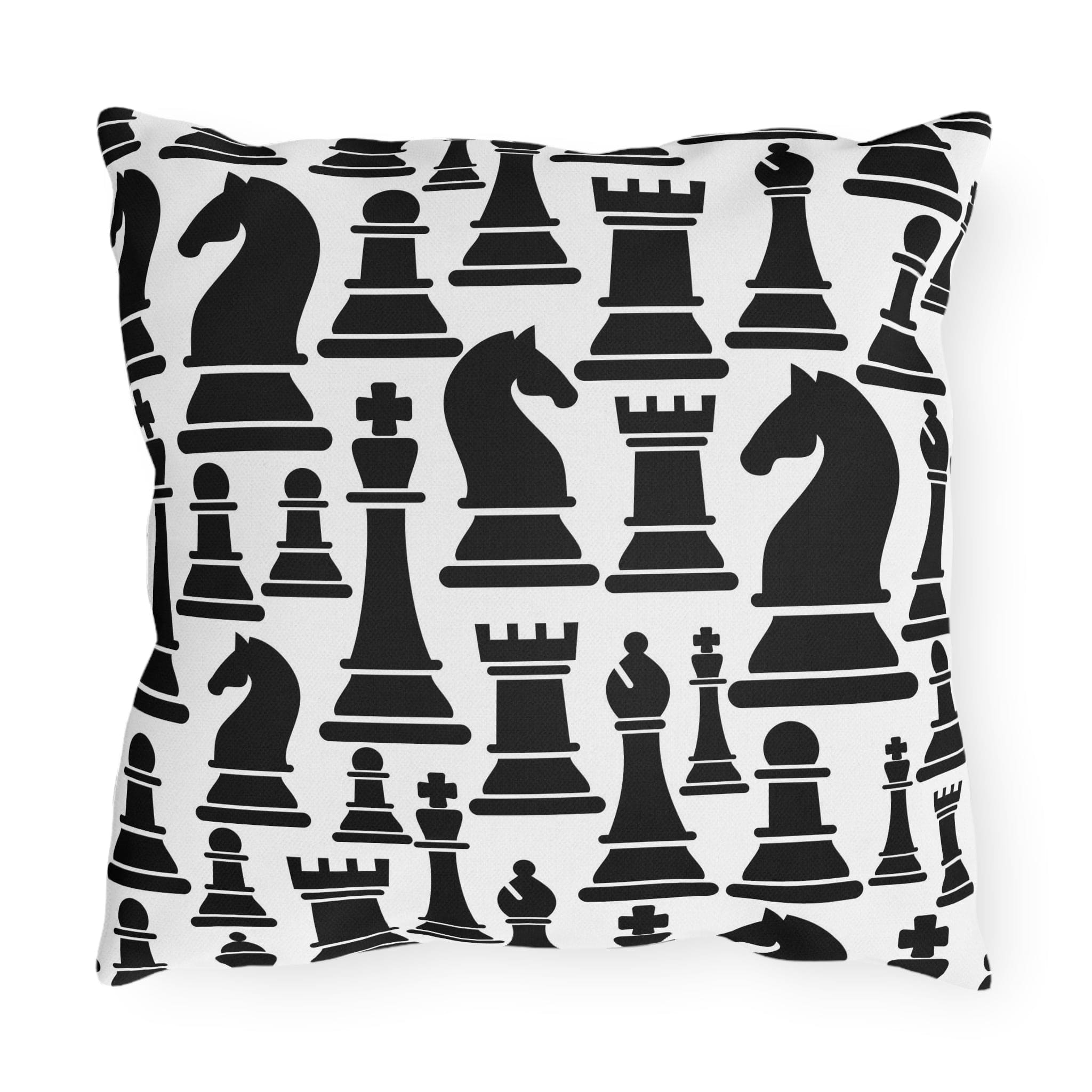 Indoor Outdoor Pillow Mystic Gothic With Black And White Chess Pattern For Creative Outdoor Decor Enthusiasts