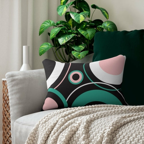 Decorative Lumbar Throw Pillow - Geometric - Black/multicolor