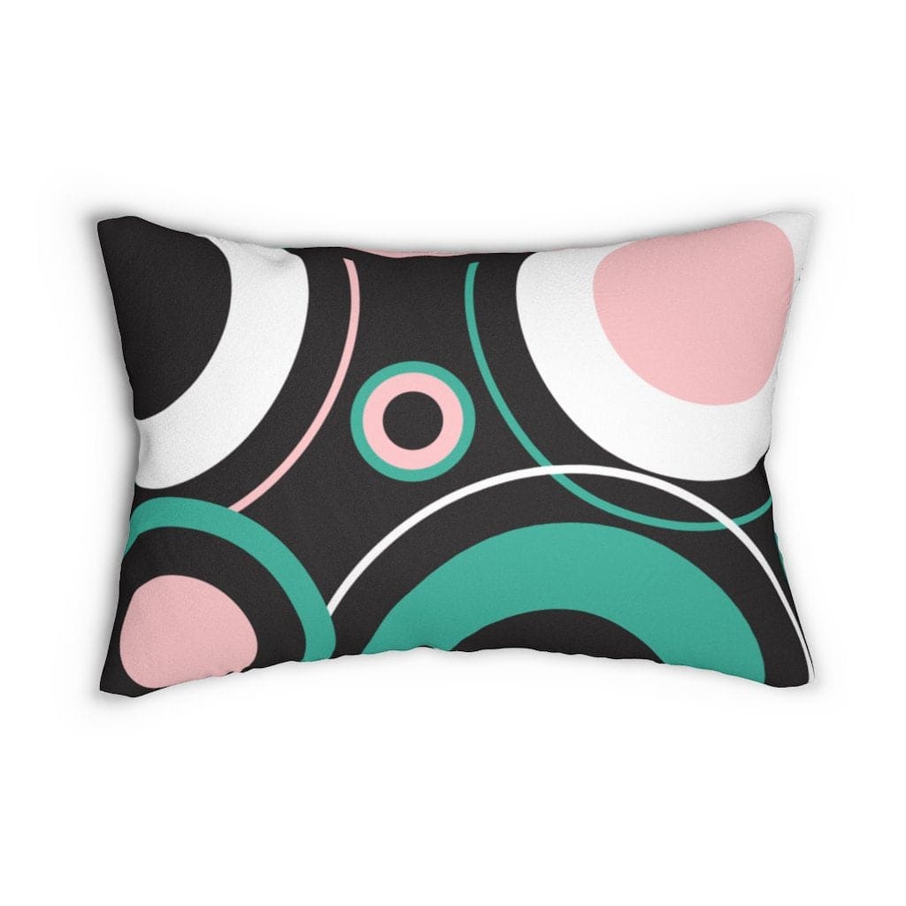 Decorative Lumbar Throw Pillow - Geometric - Black/multicolor