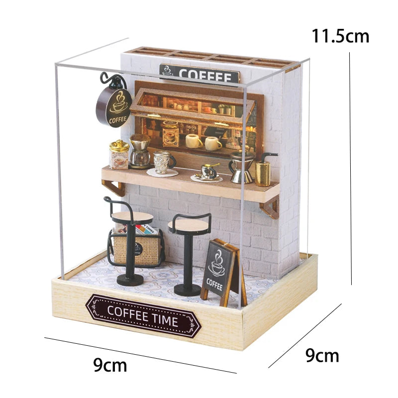 Wooden Doll House 3D Puzzle Assembly Building Model Kit Production Small Room Toys Home Bedroom Decoration With Furniture Light