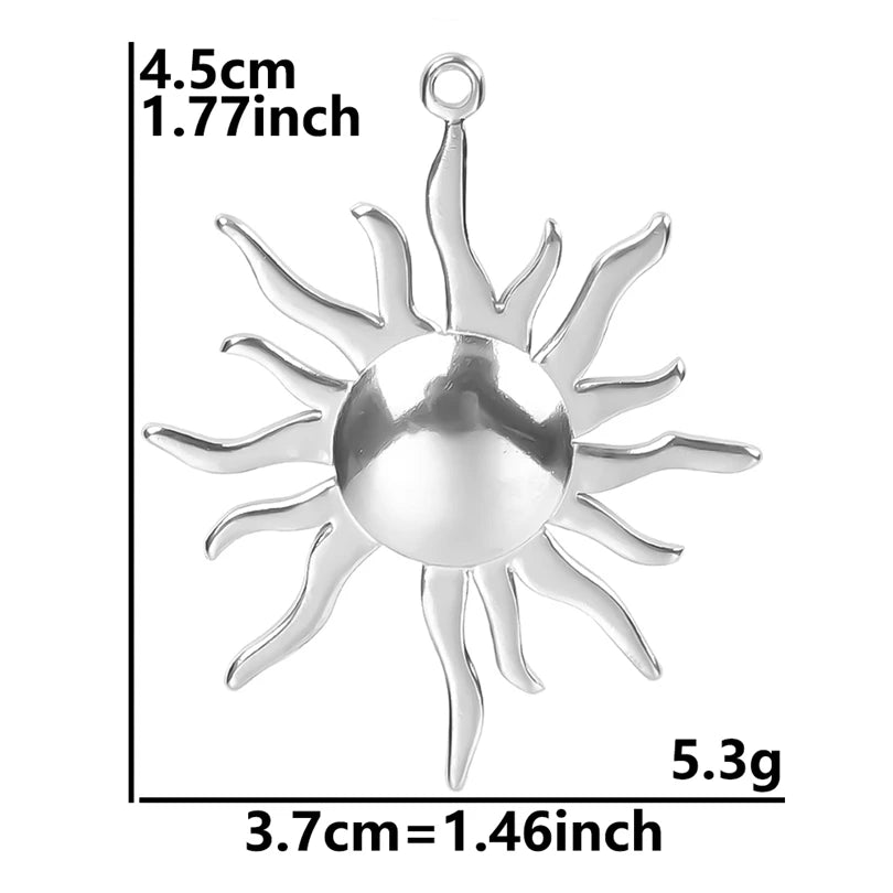 5pcs/Lot Sun Charm Round Blank Settings Stainless Steel Charms For Jewelry Making Supplies Breloques Diy Stone Crystal Oil Drip
