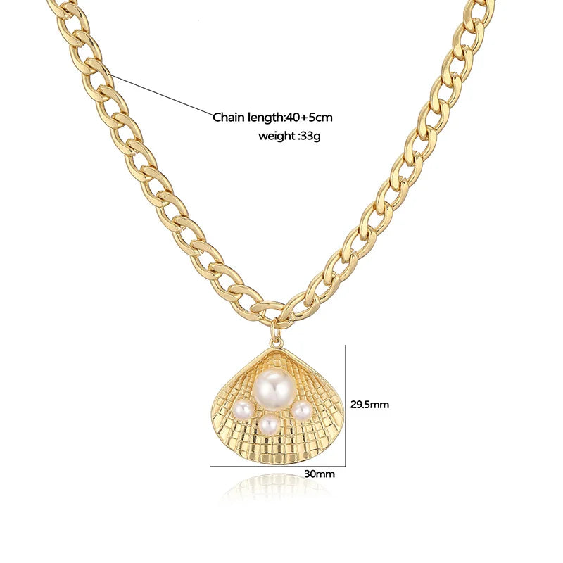 HECHENG,High Quality Punk Retro Hip Hop Cross Moon Pendant with Chunky Chain Unisex Metallic Pendant Necklace