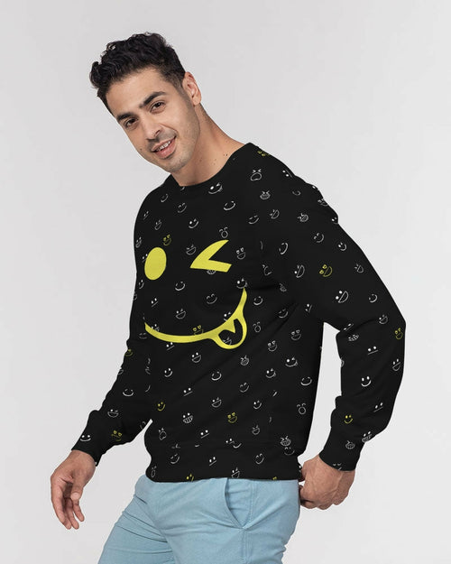 2882Sport Mens French Terry Crewneck Fit My Mood Mystic Winky Face Graphic Sweatshirt
