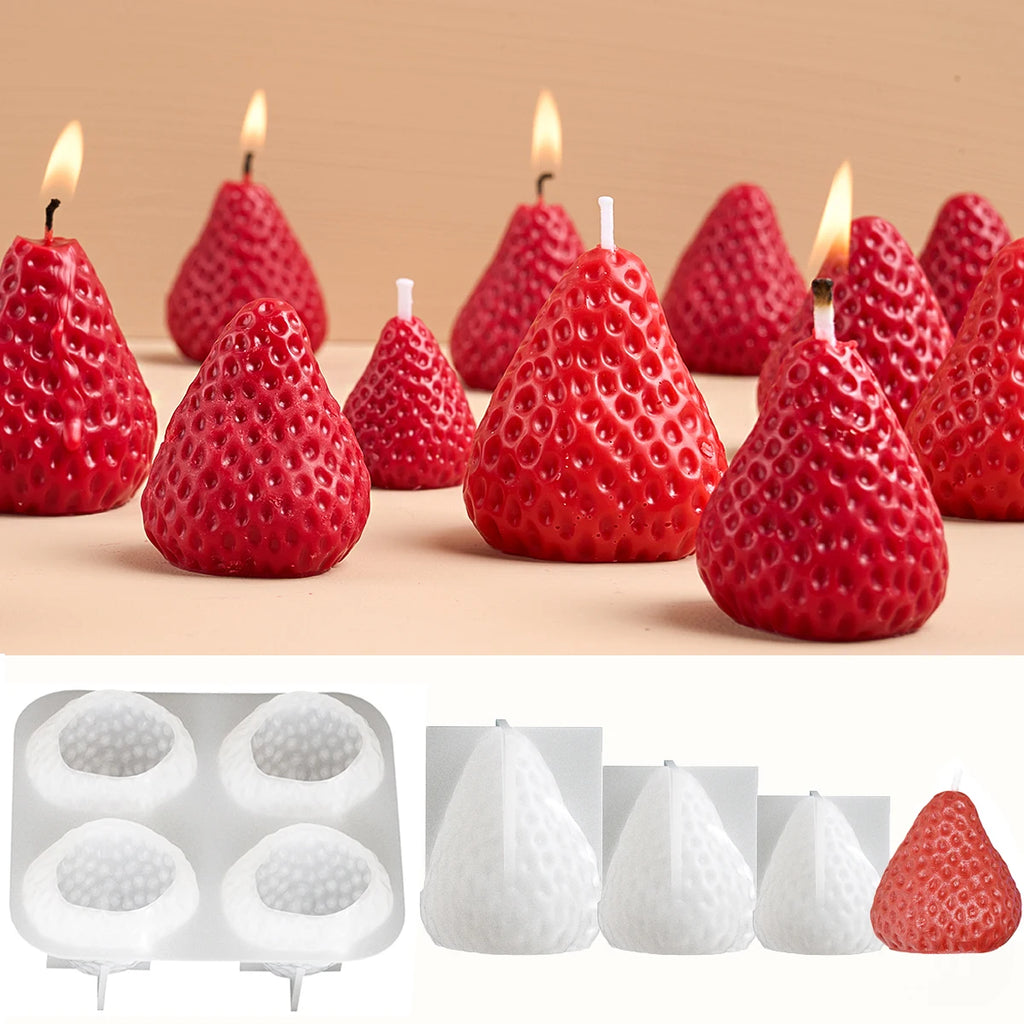 3D Strawberry Aromatherapy Candle Silicone Mold For DIY Handmade Romantic Scented Valentines Day Gift And Home Decor