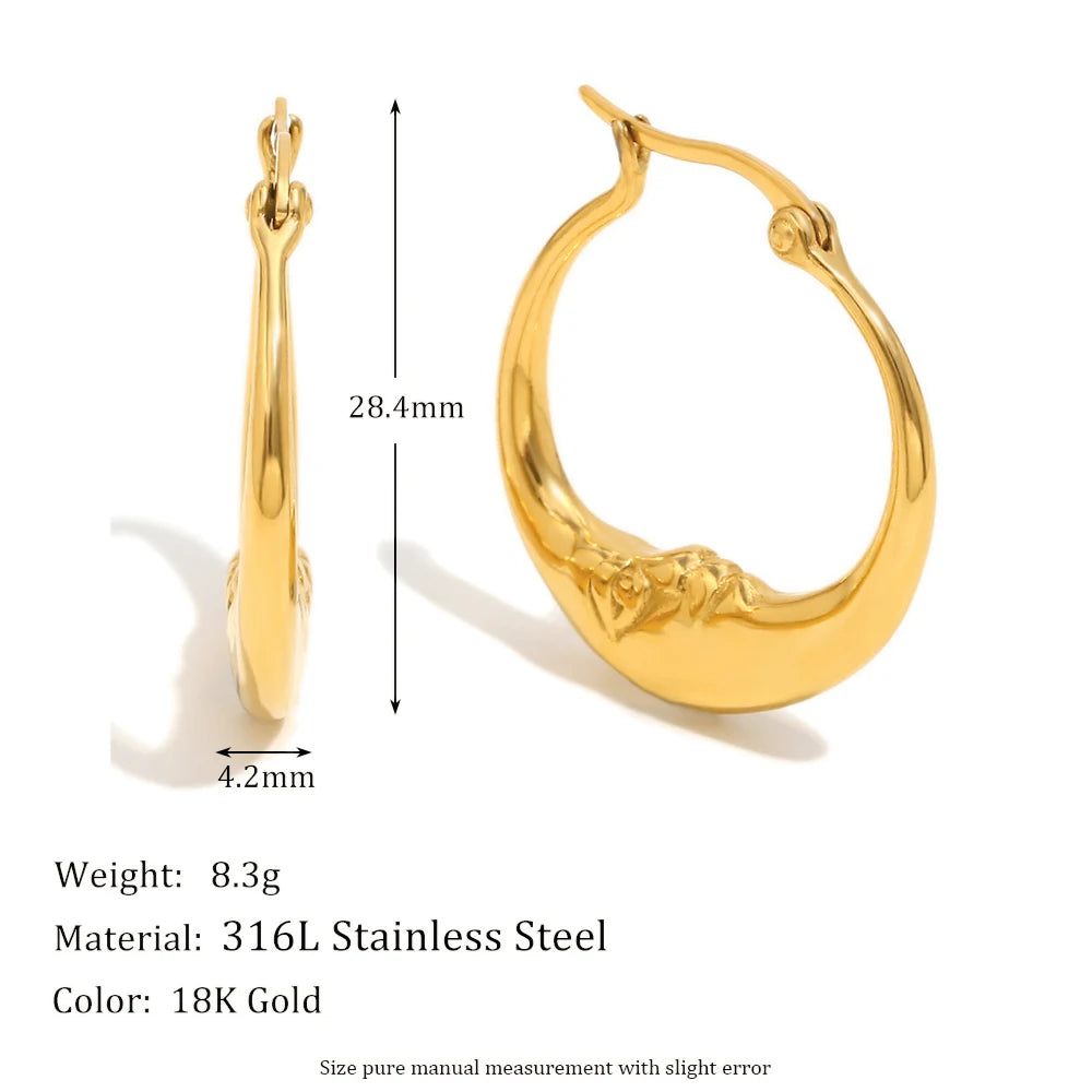 MamacitaSlay 18K Gold Plated Stainless Steel Star Moon Necklace Hoop Earrings Party Unique Waterproof Jewelry Women's Charm Gift