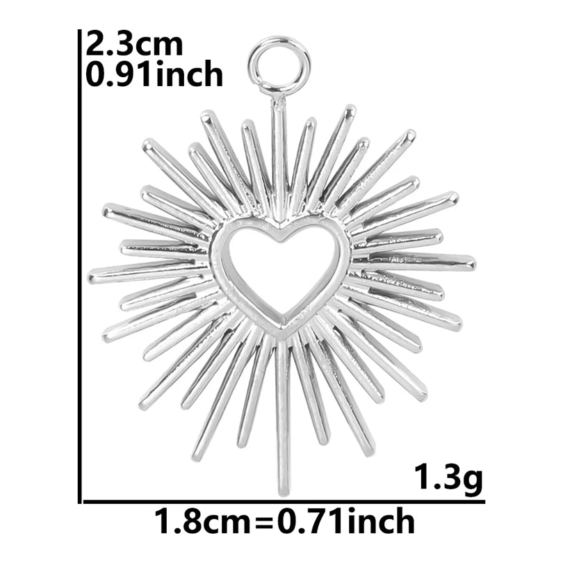5pcs/Lot Sun Charm Round Blank Settings Stainless Steel Charms For Jewelry Making Supplies Breloques Diy Stone Crystal Oil Drip