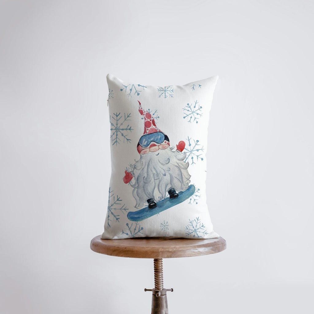 Snowboarding Gnome Pillow